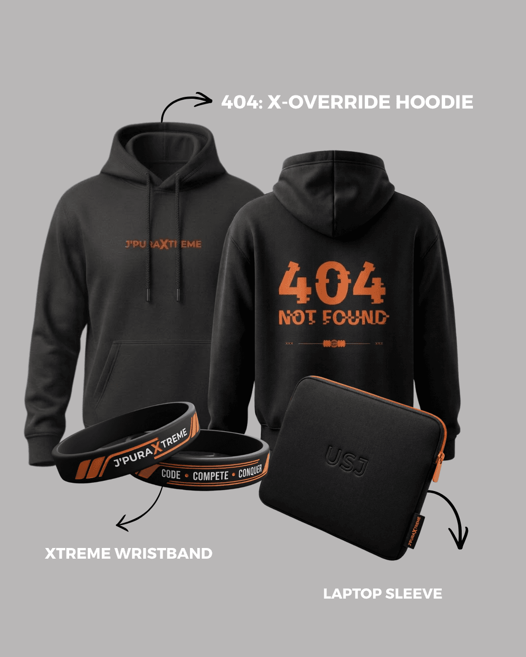 Hoodie + Lapcase + Bangle Mega Combo — Black/Standard